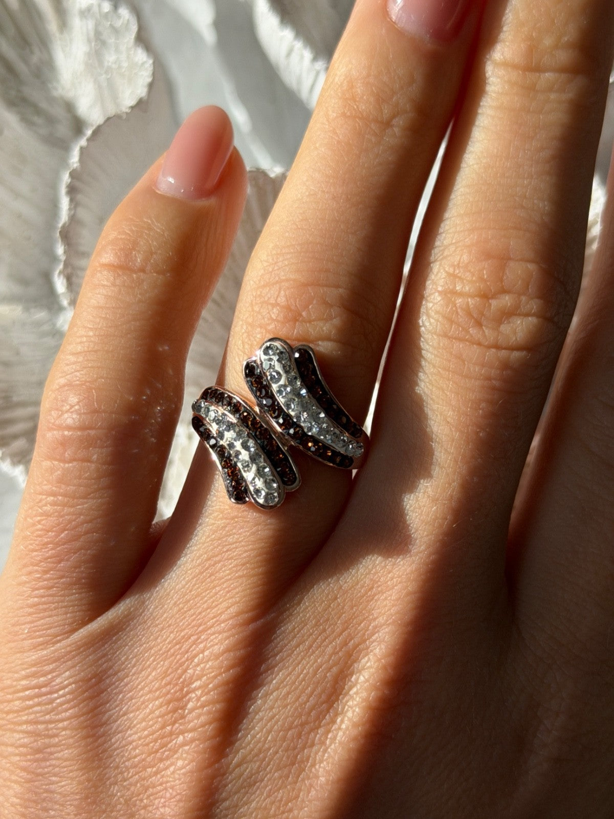 925 Sterling Silver Rose Gold Plated Cz Ring Size 7