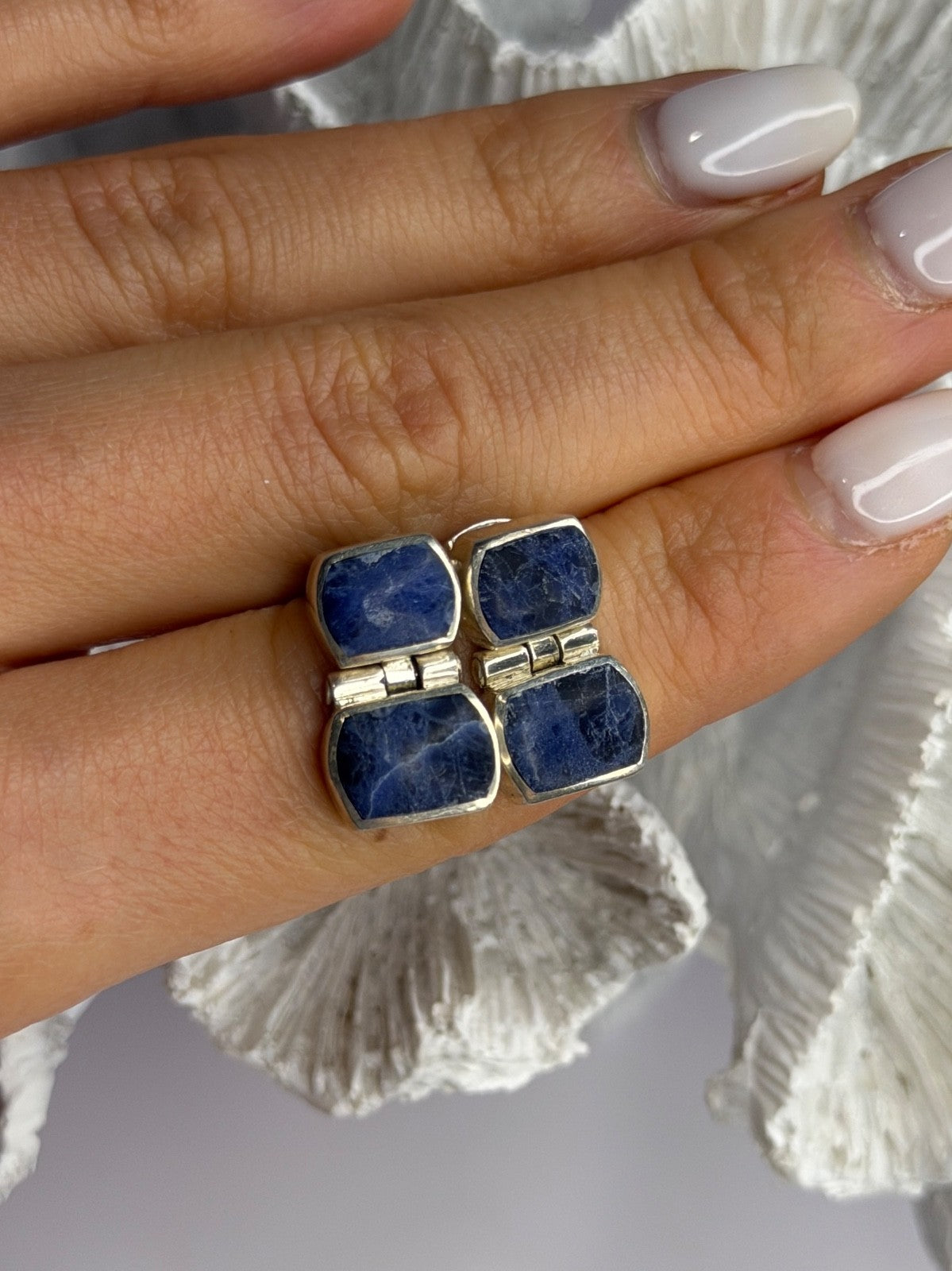 Vintage 950 Sterling Silver Sodalite Earrings