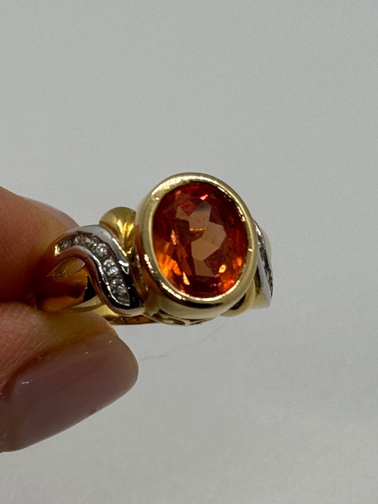 925 Sterling Silver Gold Plated CZ Ring Size 6