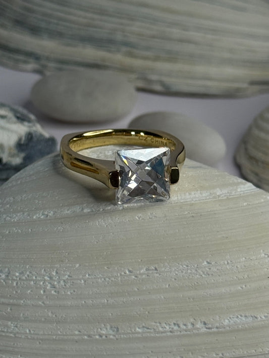 Classy Design 925 Sterling Silver Gold Plated Cz Ring Size 10