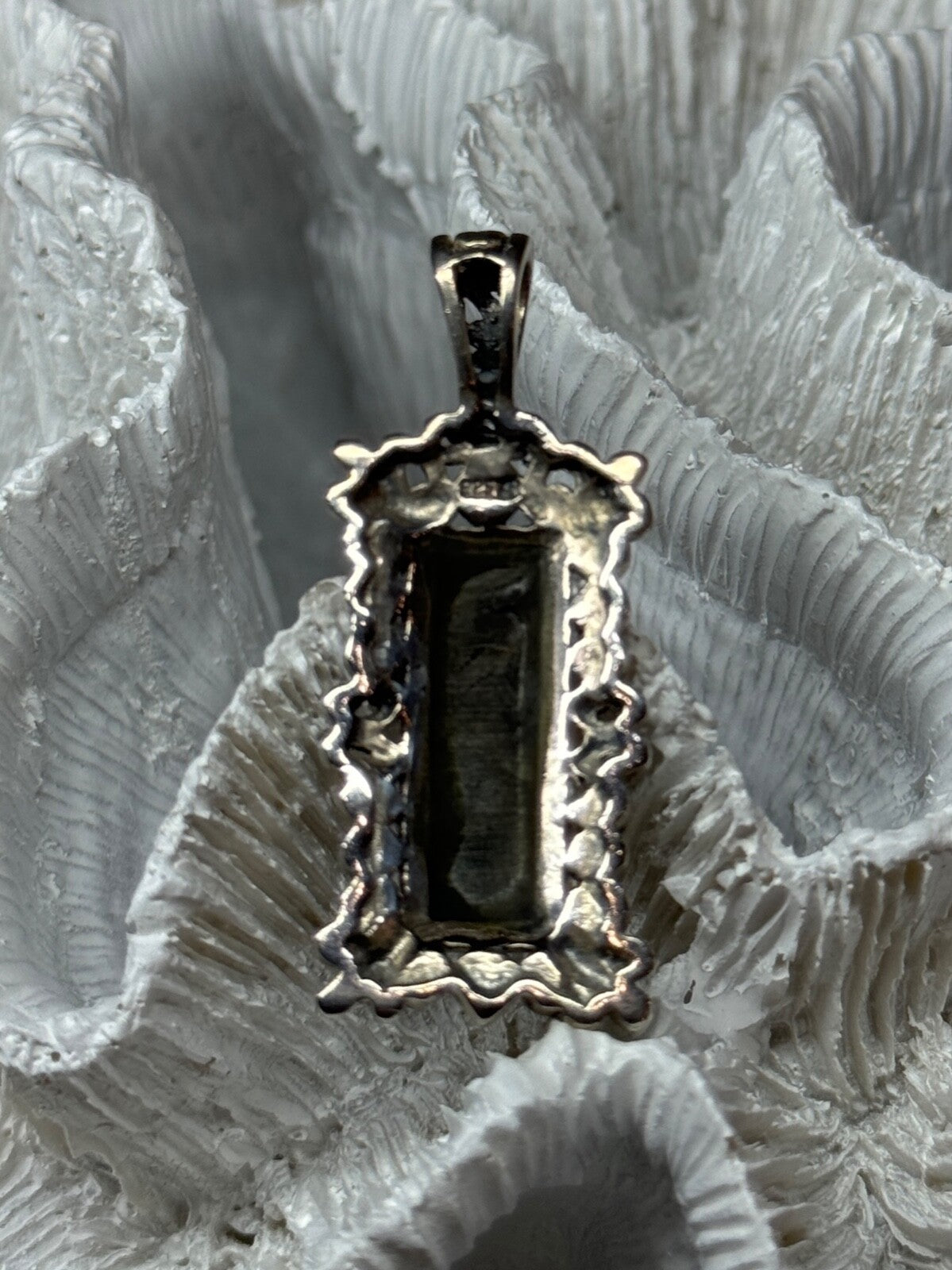 925 Sterling Silver Abalone Pendant Length 1.6 In