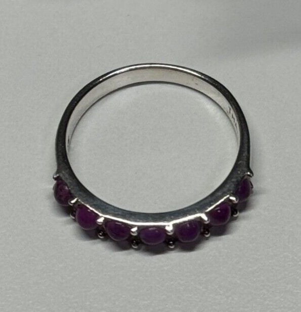 925 Sterling Silver Purple Agate Ring Size 6