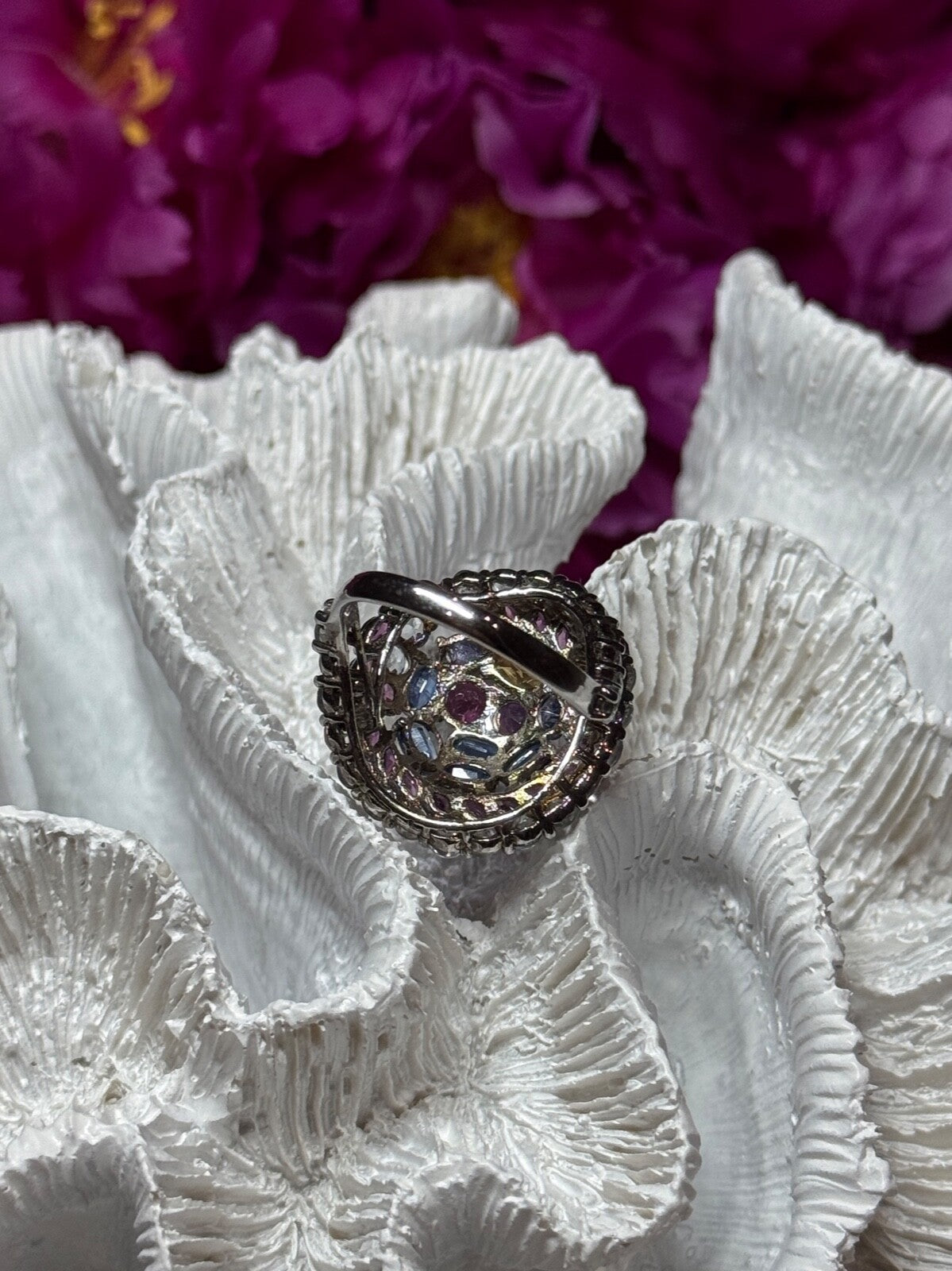 925 Sterling Silver Tourmalines Magic Ring Size 8