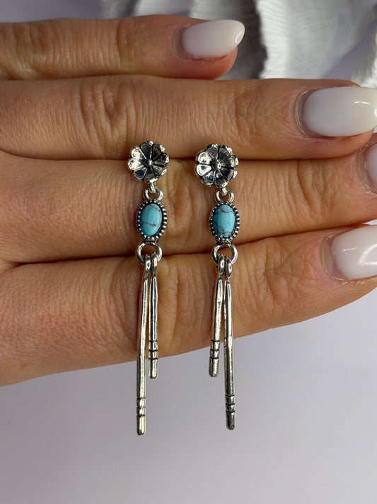 Vintage 925 Sterling Silver Turquoise Earrings
