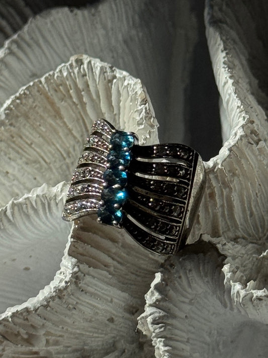925 Sterling Silver Topaz & Beryl Ring Size 7