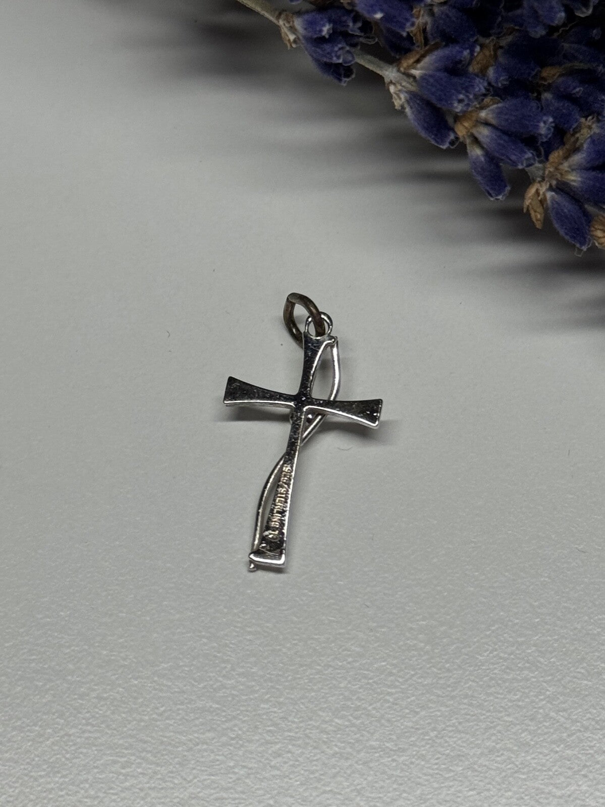 925 Sterling Silver Cross CZ Lenght 26.5 Mm