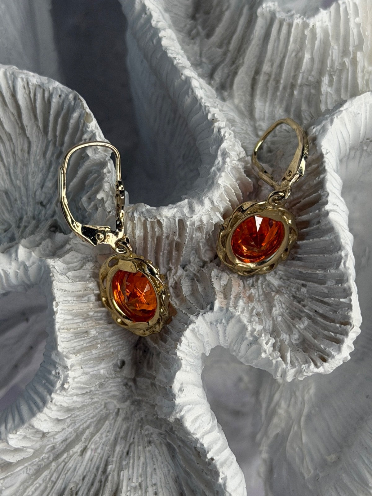 925 Sterling Silver Gold Plated Mandarine Garnet Earrings