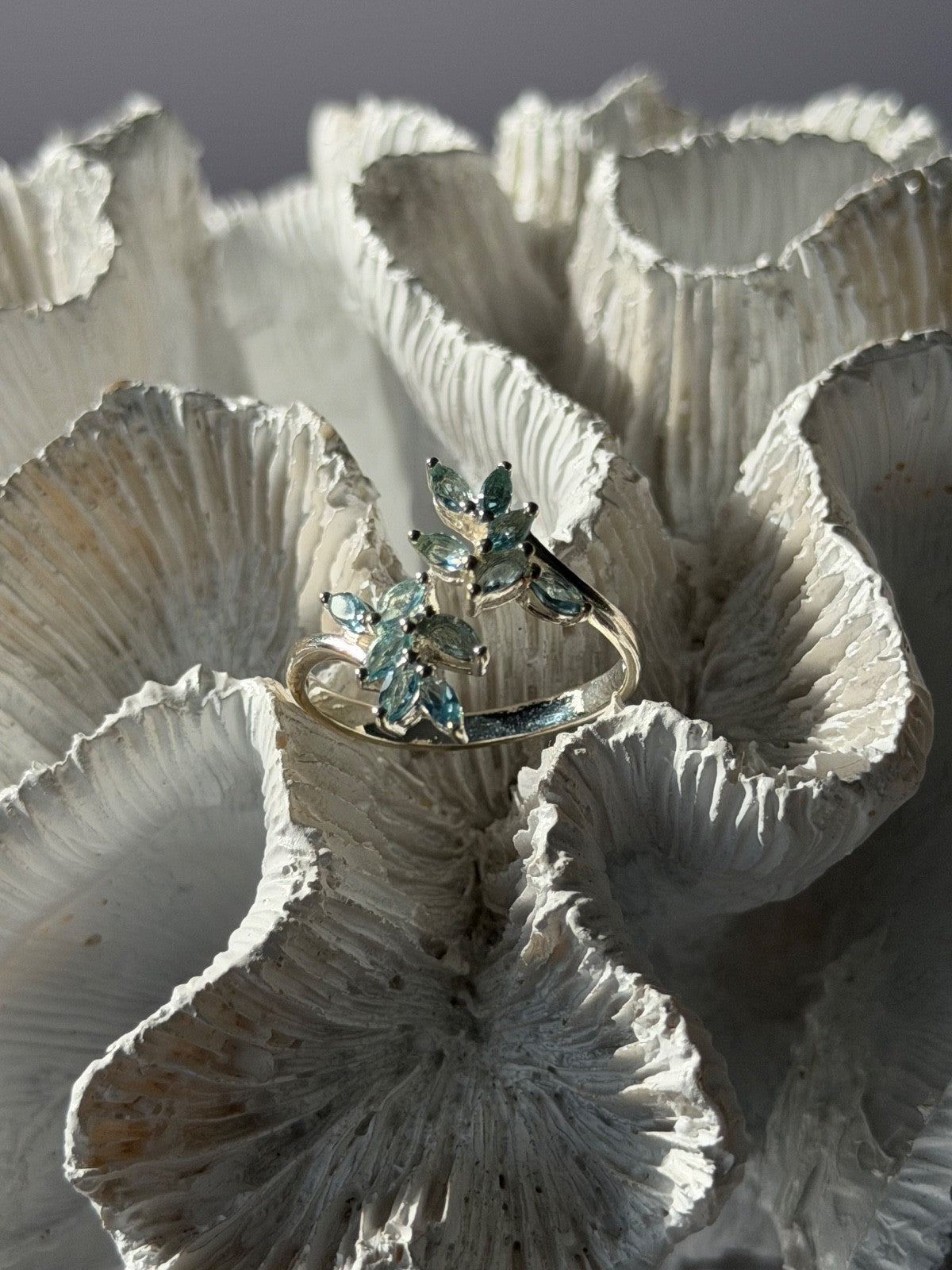 925 Sterling Silver Blue Topaz Ring Size 11 Adjustable Design