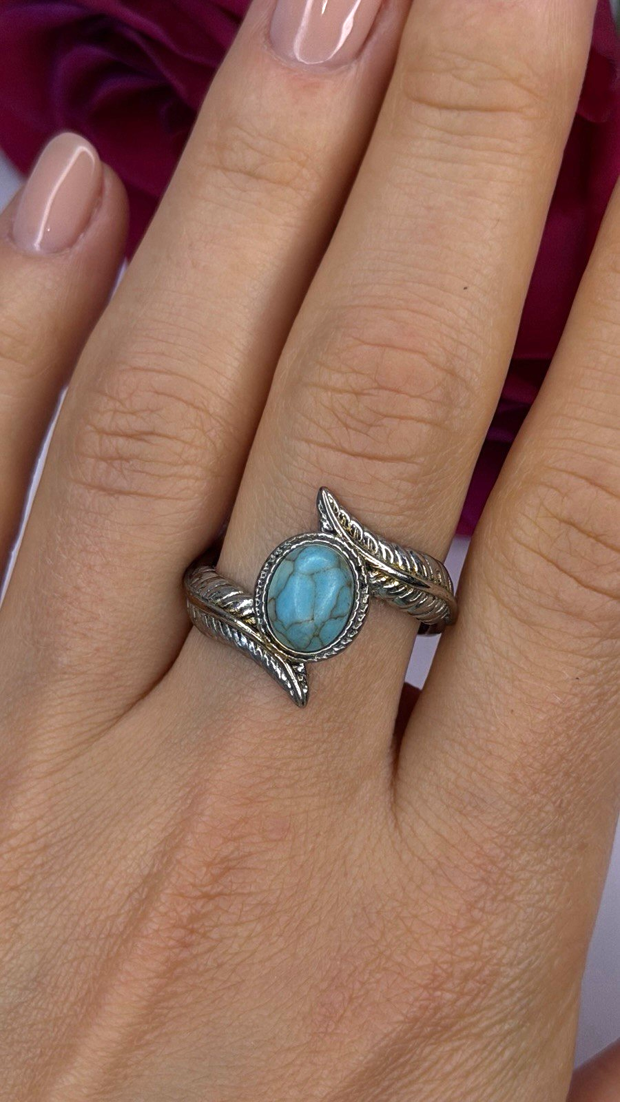 Vintage 925 Sterling Silver Blue Turquoise Ring Size 10