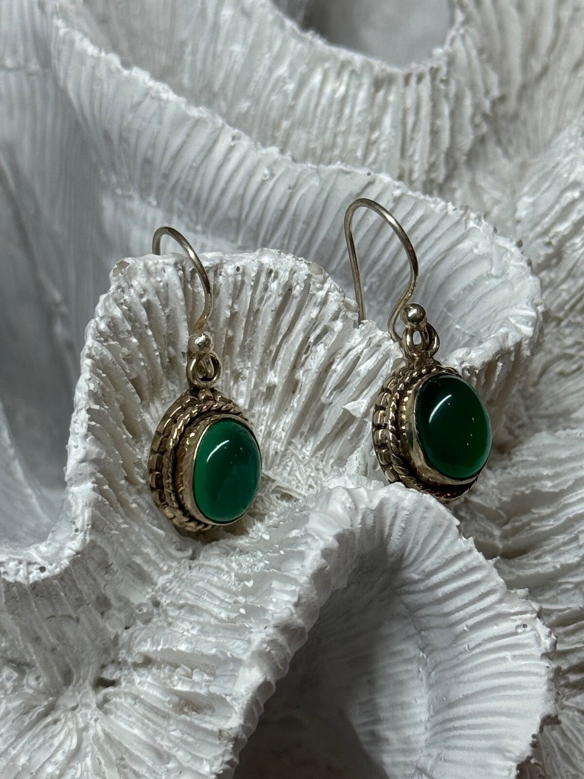 925 Sterling Silver Jadeite Earrings Length 1.1 Inch