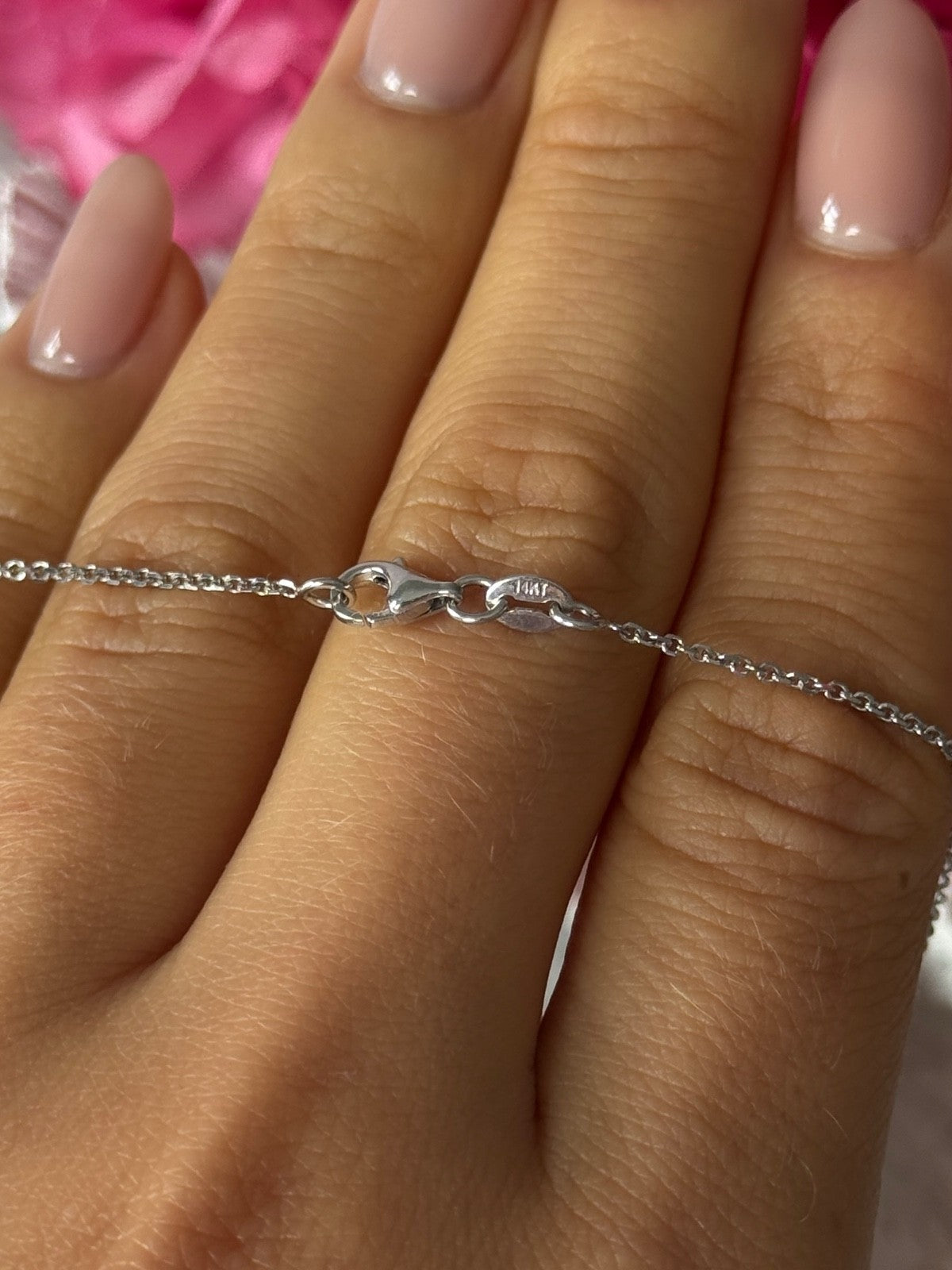14K White Gold Chain & 10K White Gold Pendant Sapphire & Diamond