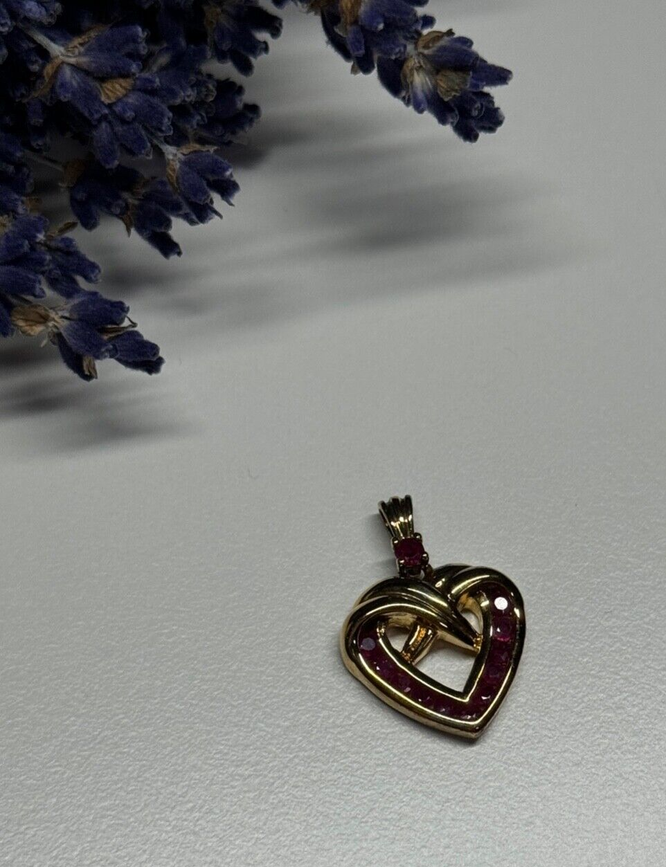925 Sterling Silver Gold Plated Spinel Heart Pendant