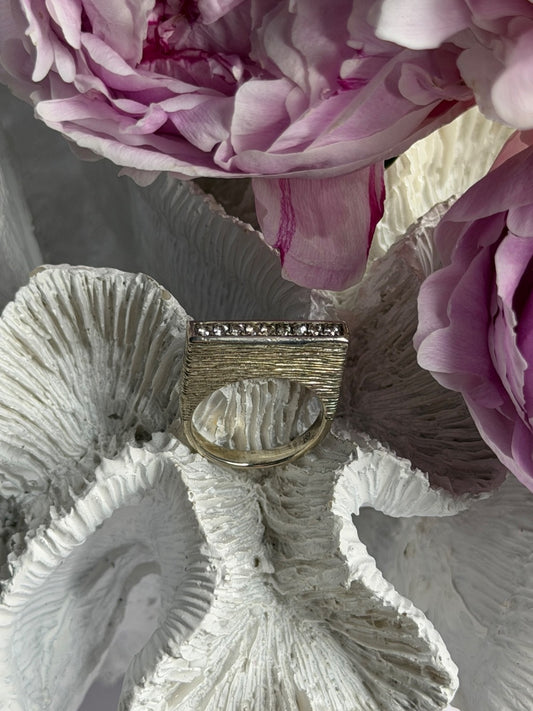 Unique Design 925 Sterling Silver Cz Ring Size 6
