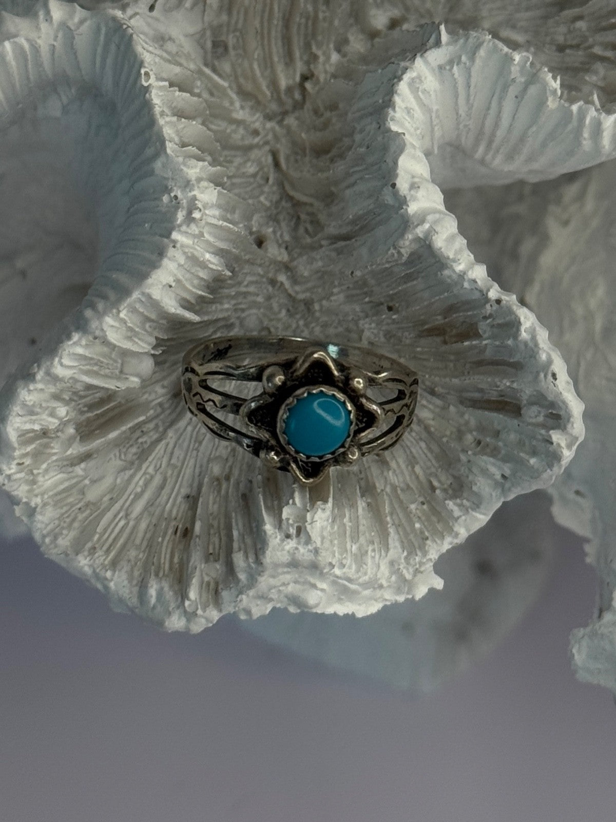 925 Sterling Silver Turquoise Ring Size 5.5
