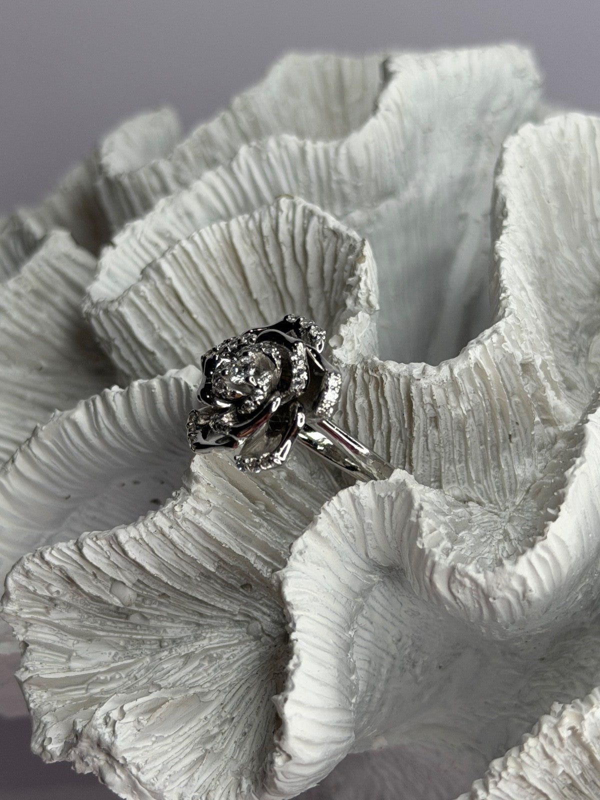 925 Sterling Silver Flower Cz Ring Size 7