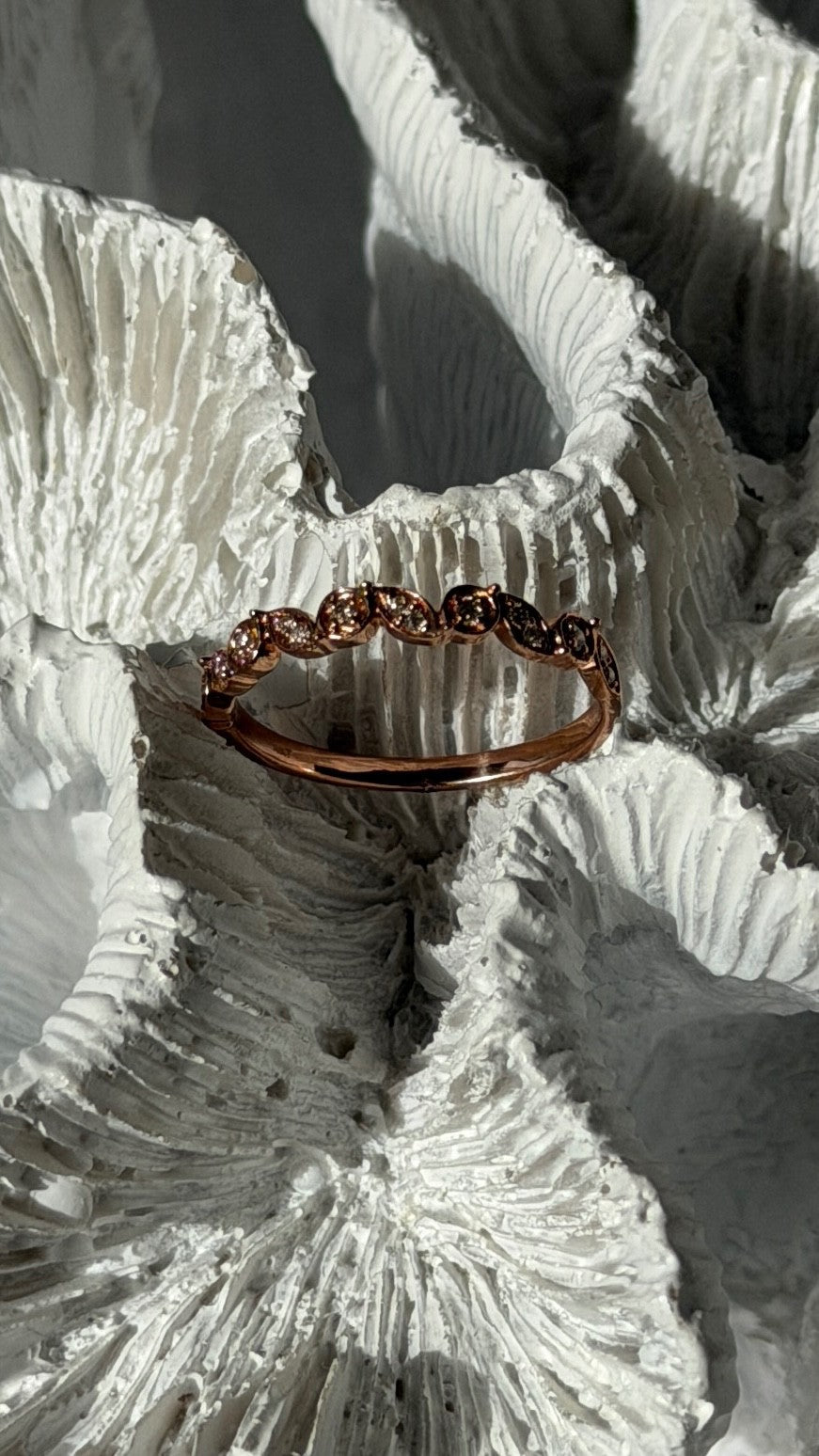 Classy Design 10K Rose Gold Diamond 0.12 ct Ring Size 6.5