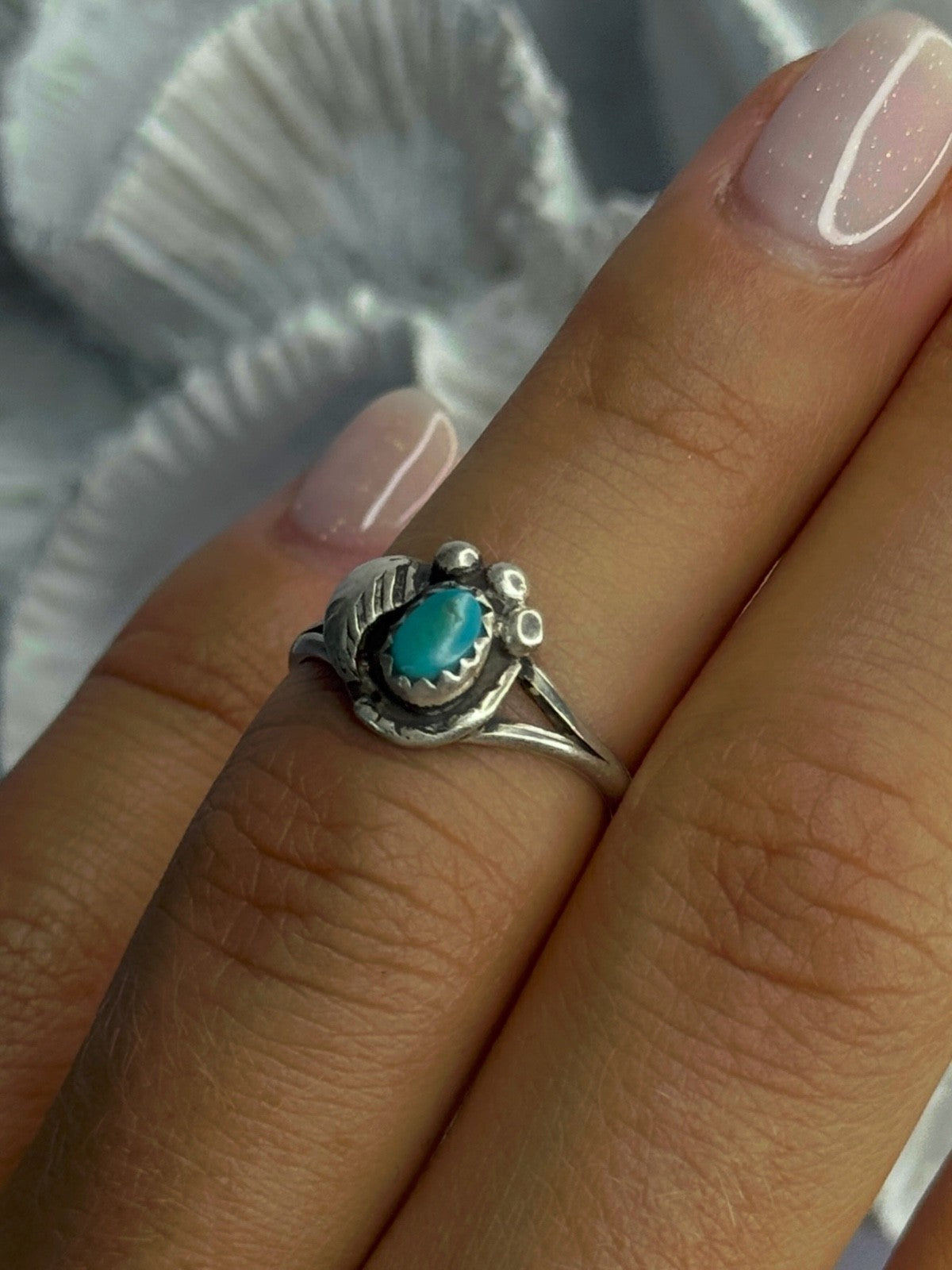 Vintage 925 Sterling Silver Turquoise Ring Size 6
