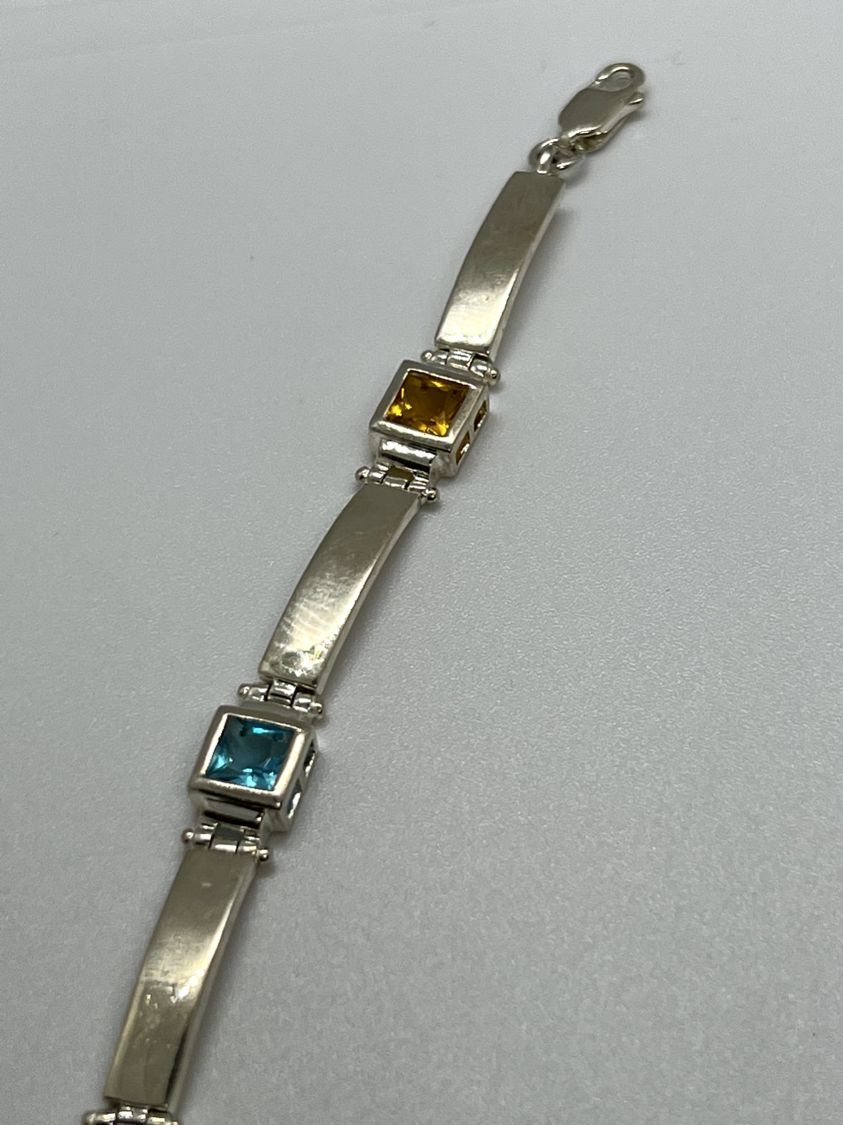 925 Sterling Silver Peridot, Tourmaline, Topaz & Citrine Bracelet