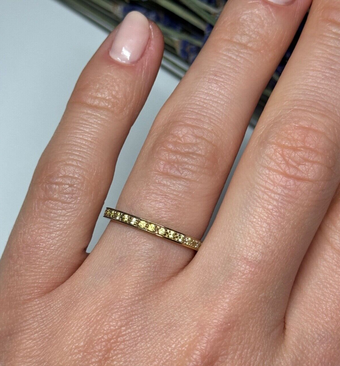 925 Sterling Silver Gold Plated CZ Ring Size 6.5