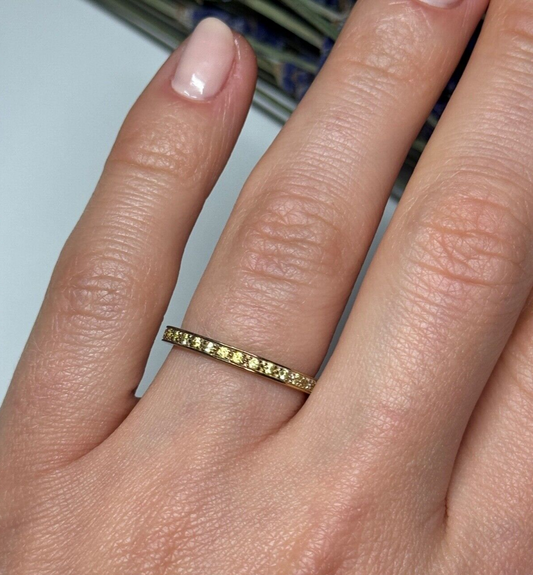 925 Sterling Silver Gold Plated CZ Ring Size 6.5