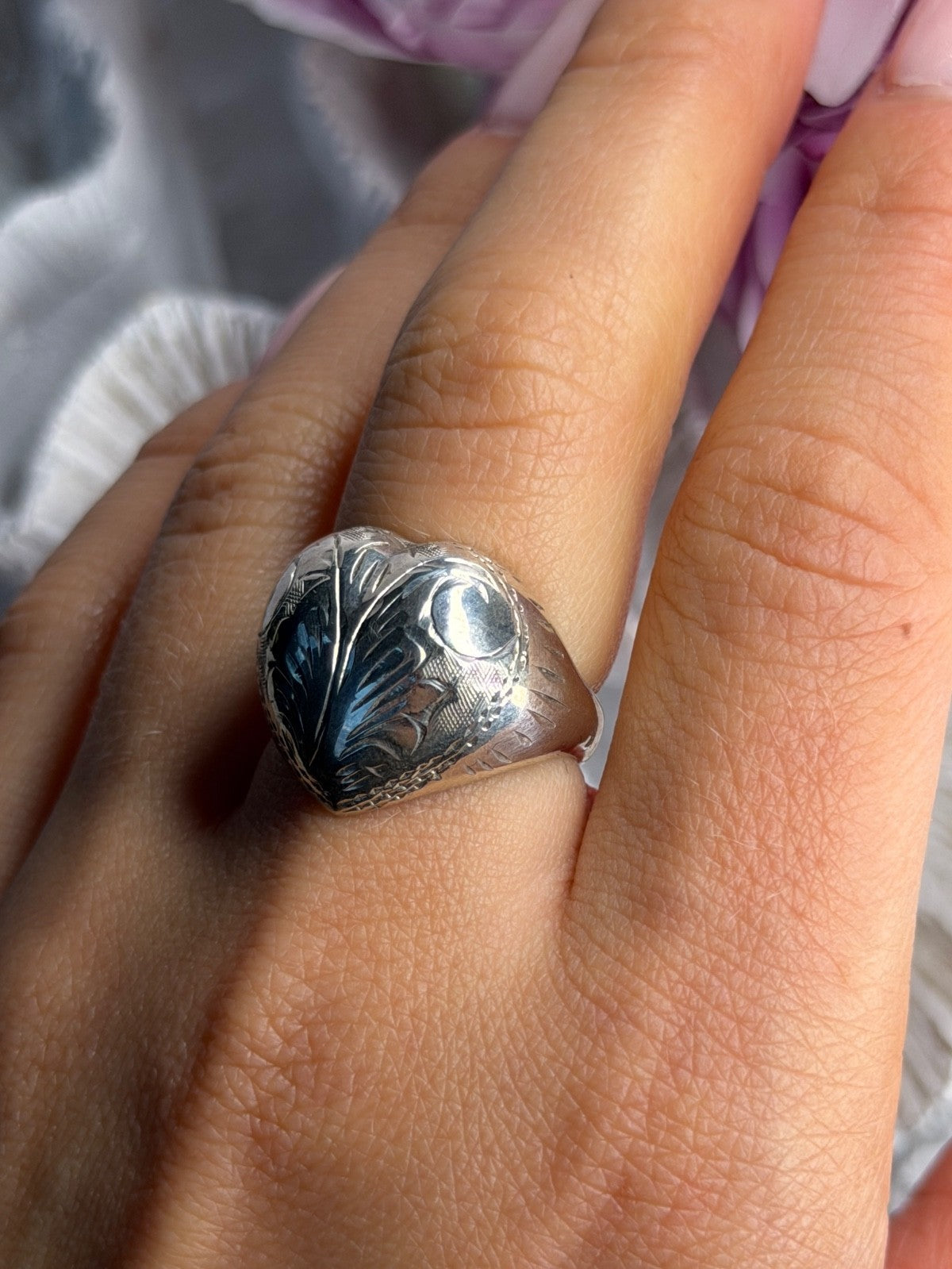 Vintage 925 Sterling Silver Heart Ring Size 8