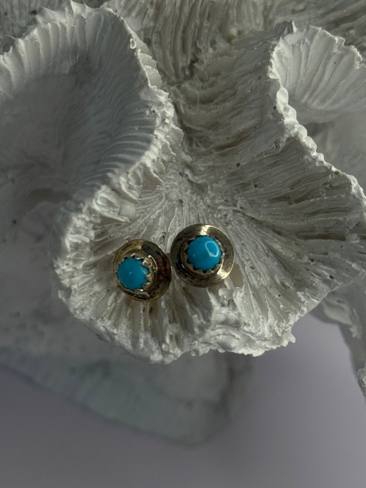 925 Sterling Silver Turquoise Stud Earrings Length 0.30 Inch