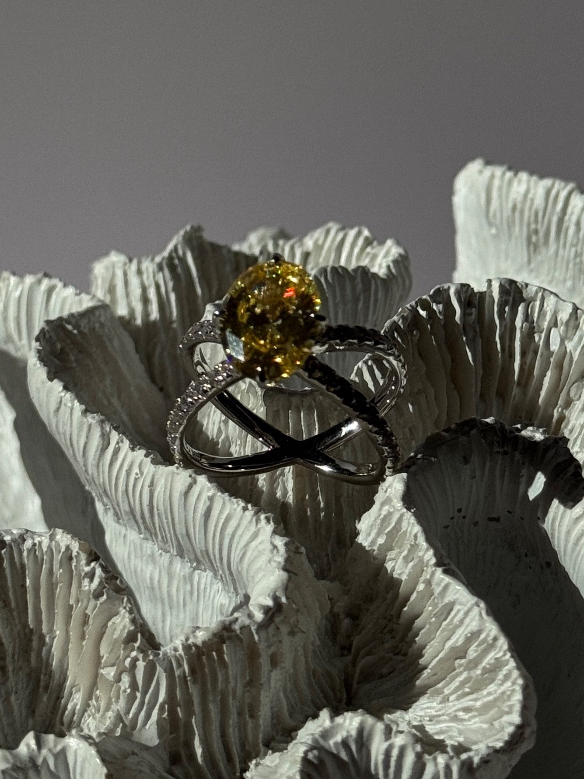 Shiny 925 Sterling Silver Citrine & Beryl Ring Size 10