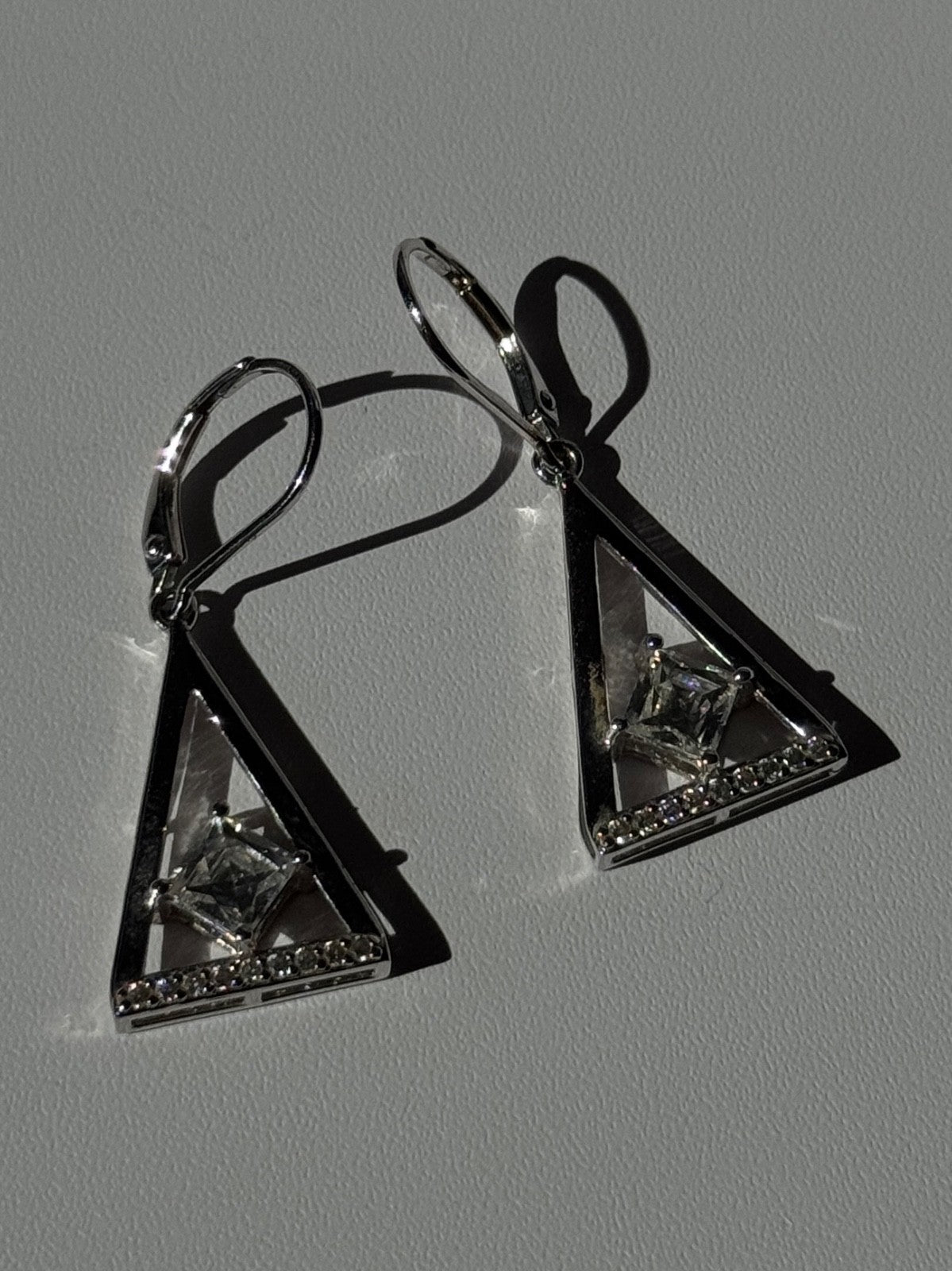 925 Sterling Silver Tycoon Cz Earrings Length 1.45 Inch