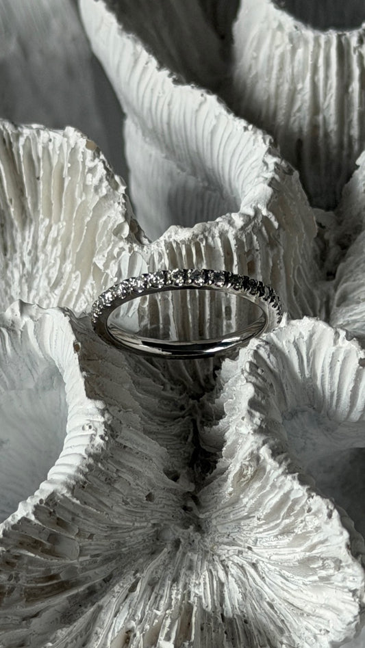 14K White Gold Custom Diamond 0.58 ct Ring Size 6