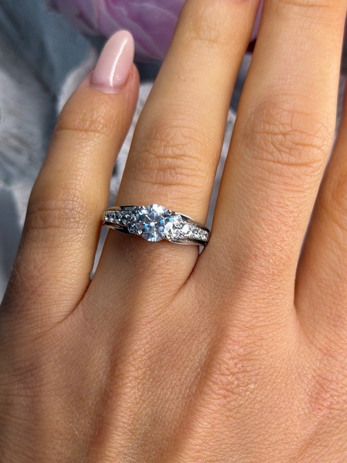 GOC 925 Sterling Silver tcw 1.48 Cz Ring Size 7