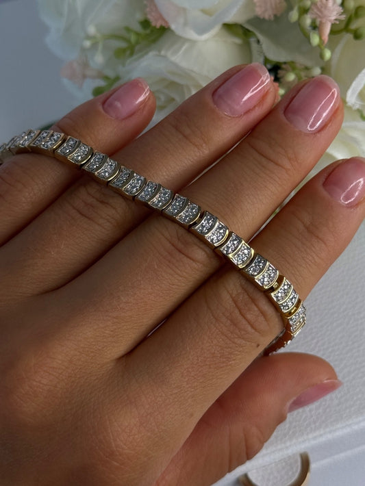 Charming 925 Sterling Silver Gold Plated Bracelet Length 8 Inch