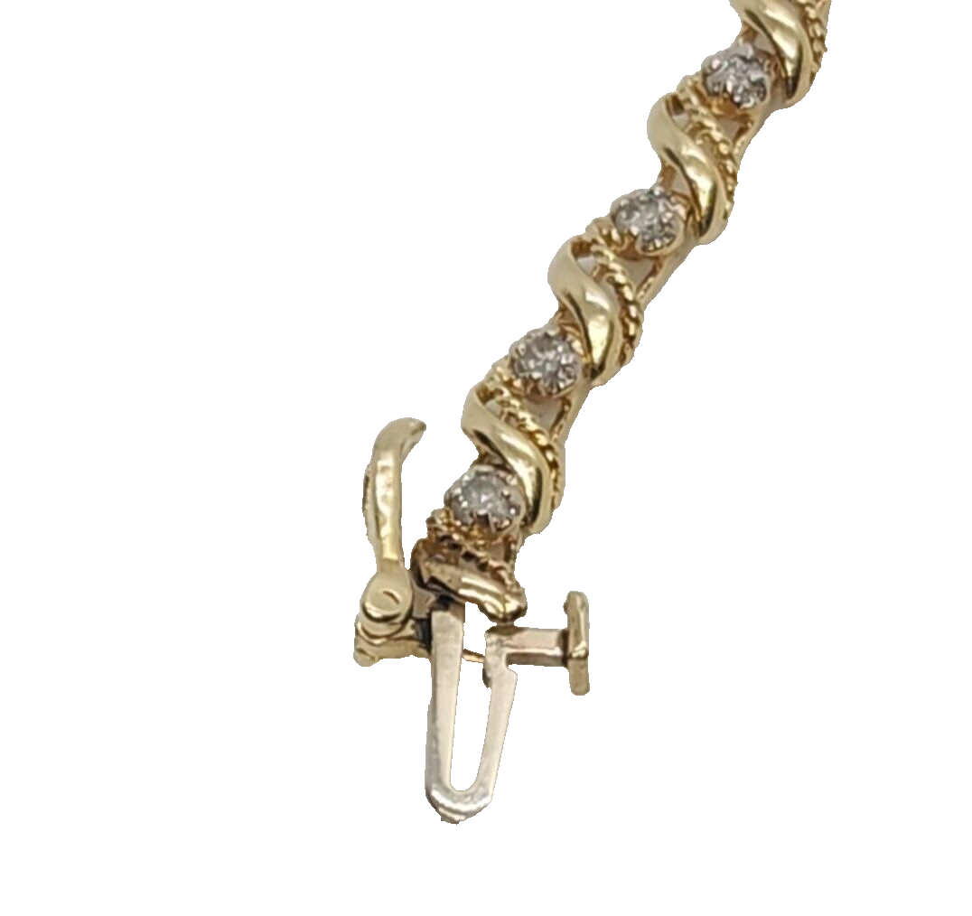 14K Yellow Gold Elegant Bracelet Diamonds Length 7 Inch