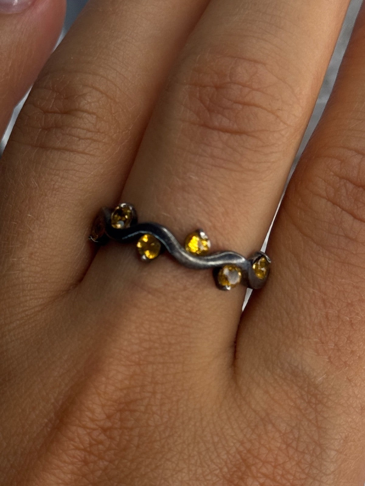 925 Sterling Silver Citrine Ring Size 9.5