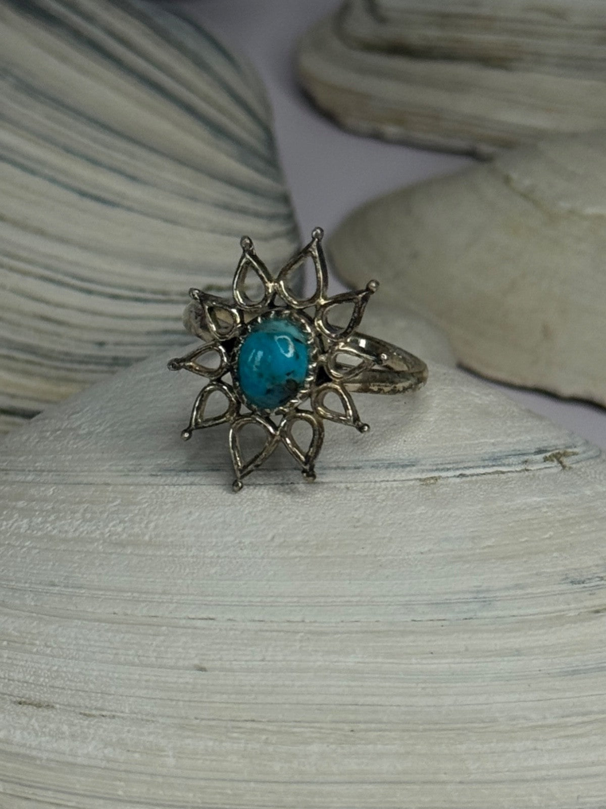 925 Sterling Silver Turquoise Ring Size 8