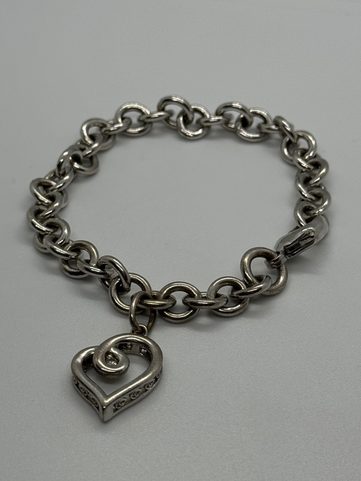 925 Sterling Silver Diamond Heart KSJ Bracelet