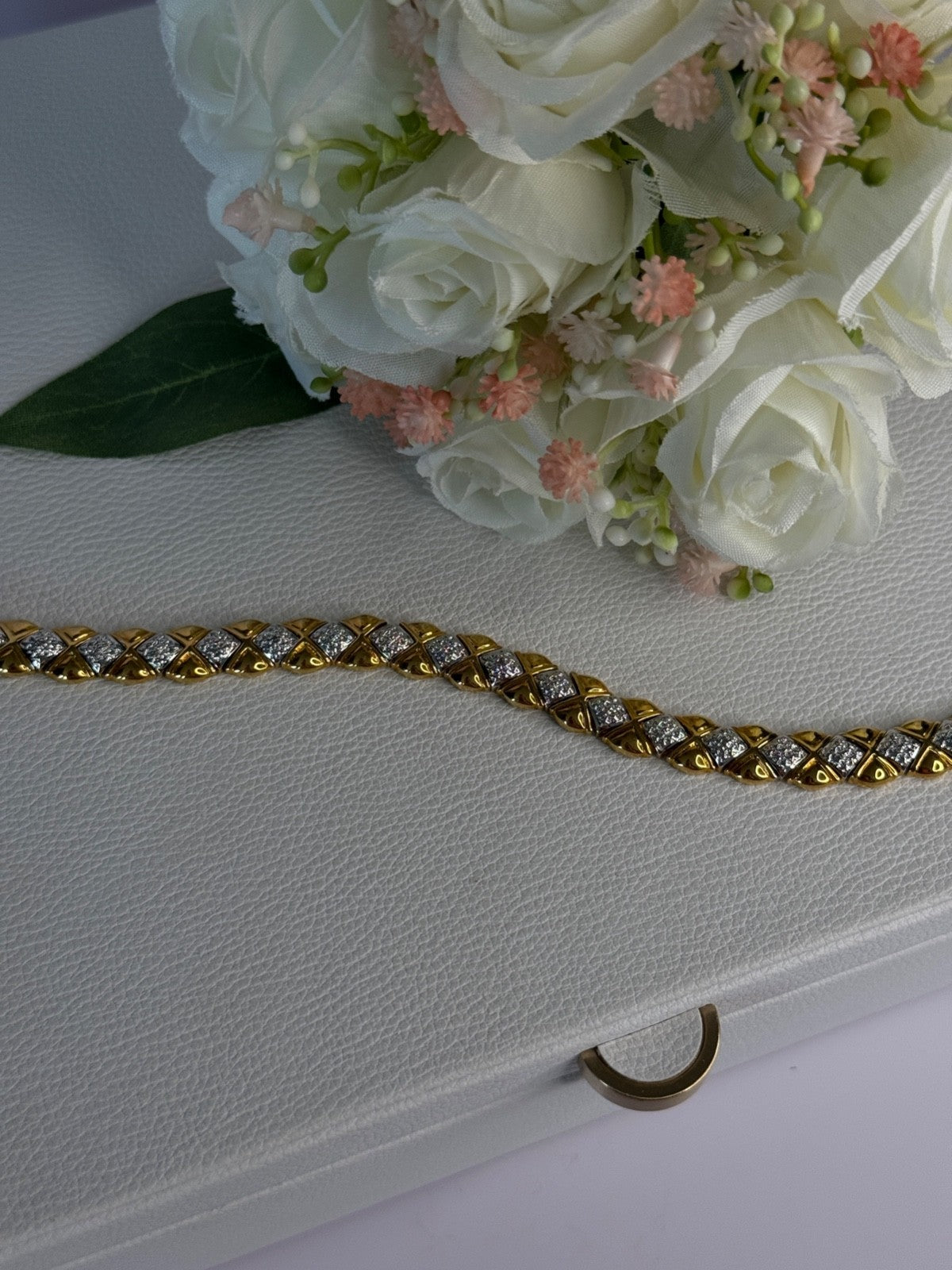 Charming 925 Sterling Silver Gold Plated Bracelet Length 7.5 Inch