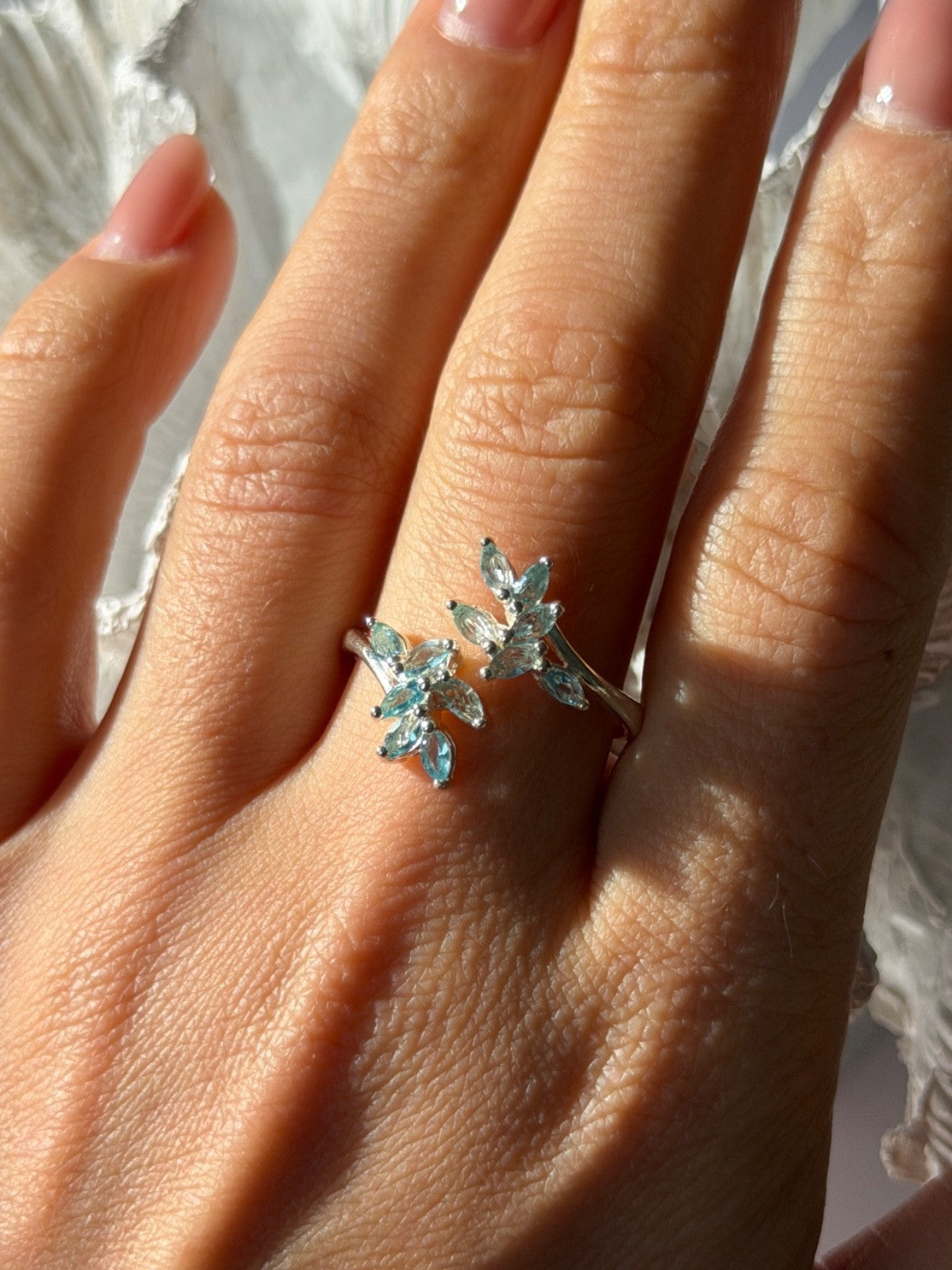 925 Sterling Silver Blue Topaz Ring Size 11 Adjustable Design