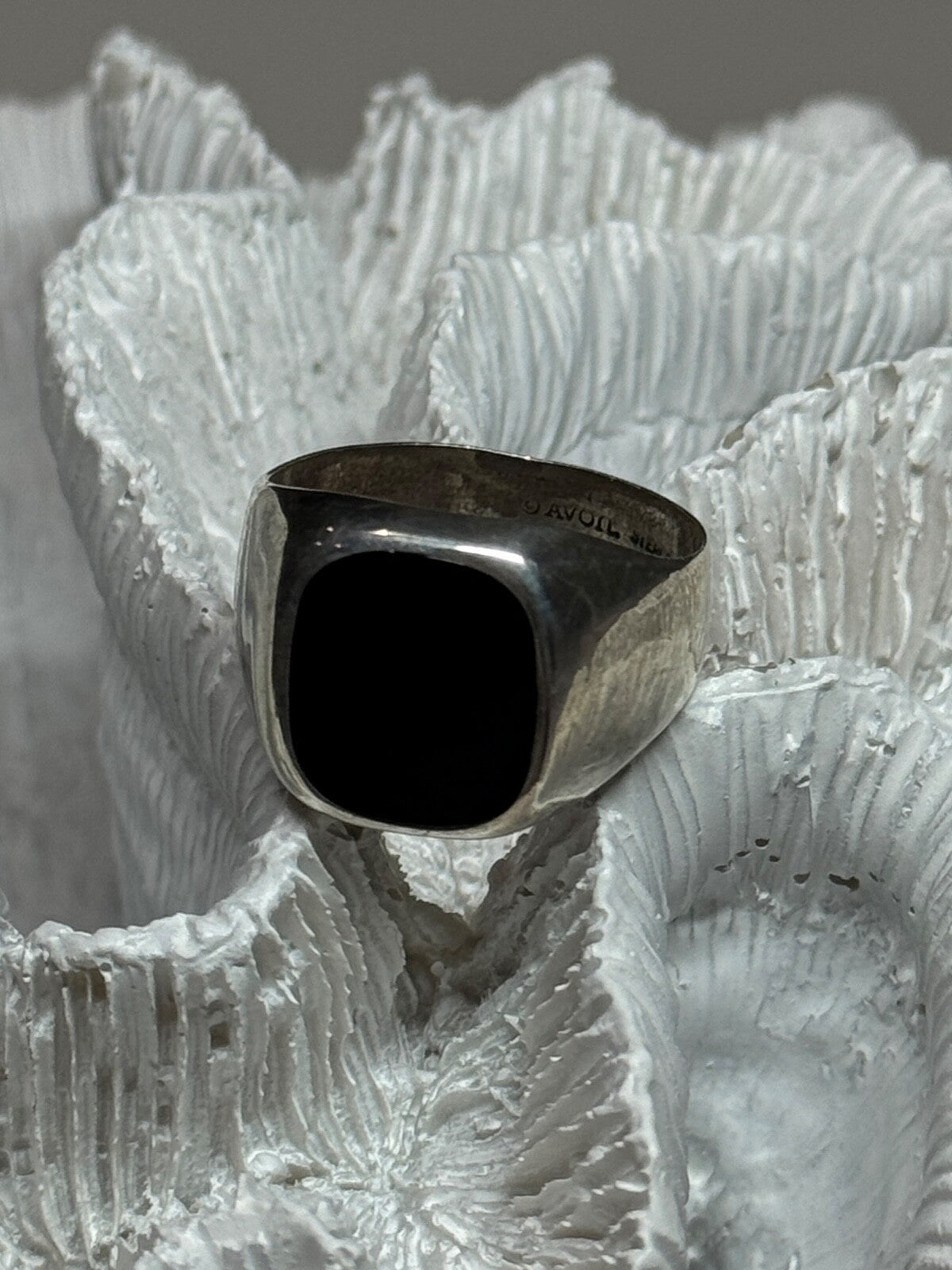 925 Sterling Silver Black Nephrite Men'S Ring Size 10.5