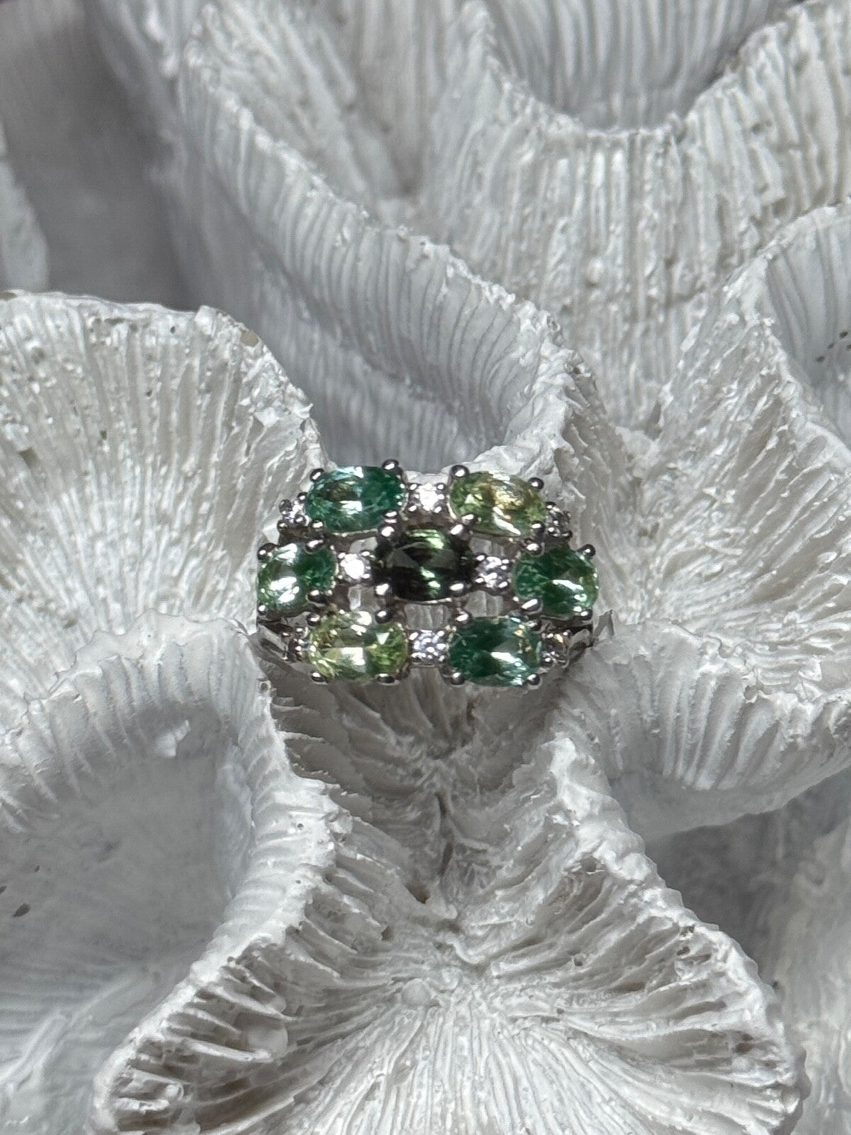 925 Sterling Silver Spinel & CZ Ring Size 6