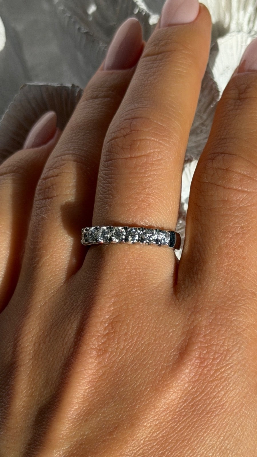 Custom 14K White Gold Diamond 0.85 ct Ring Size 8