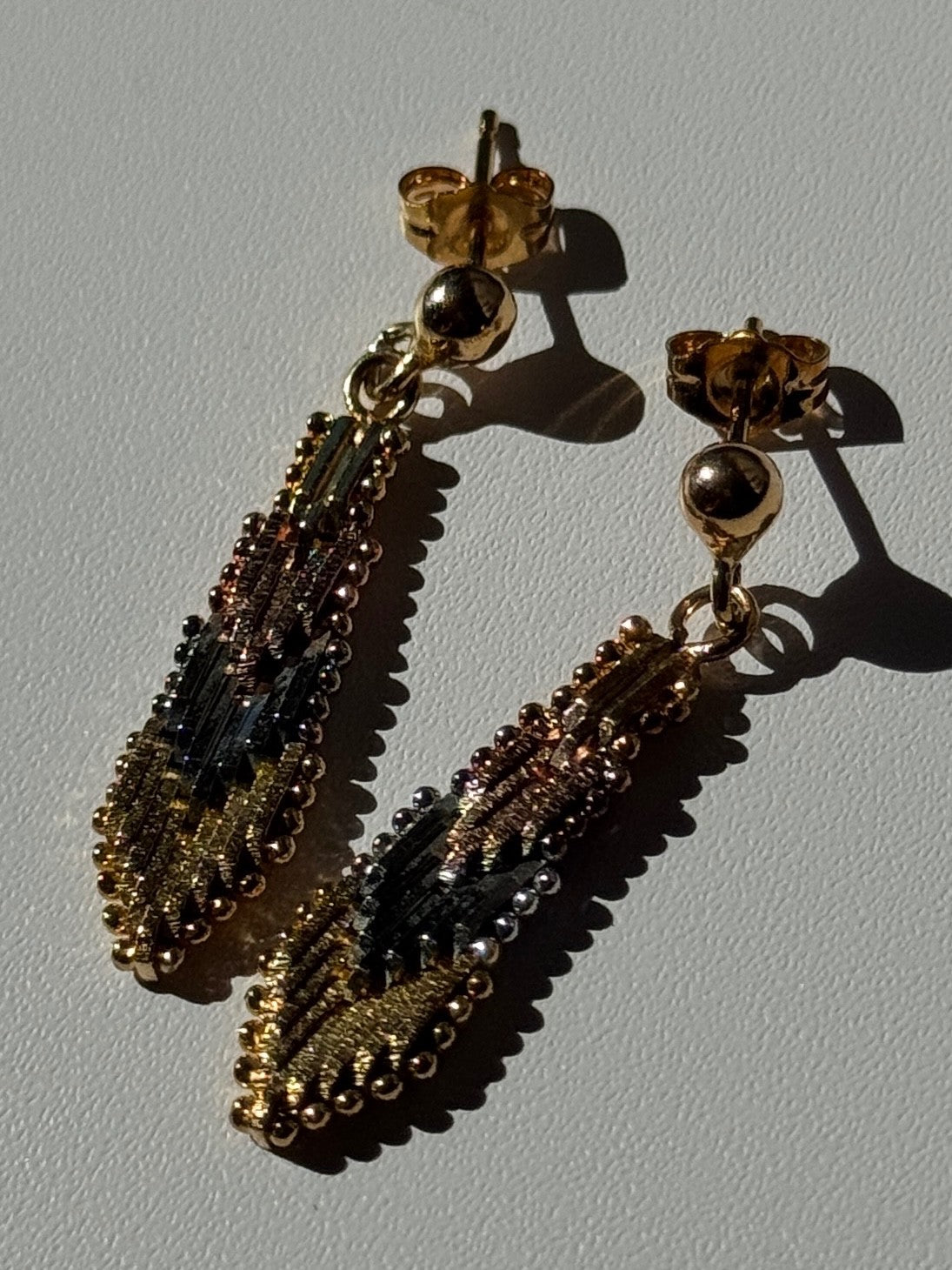 925 Sterling Silver 3 Colors Gold Plated Italy Earrings