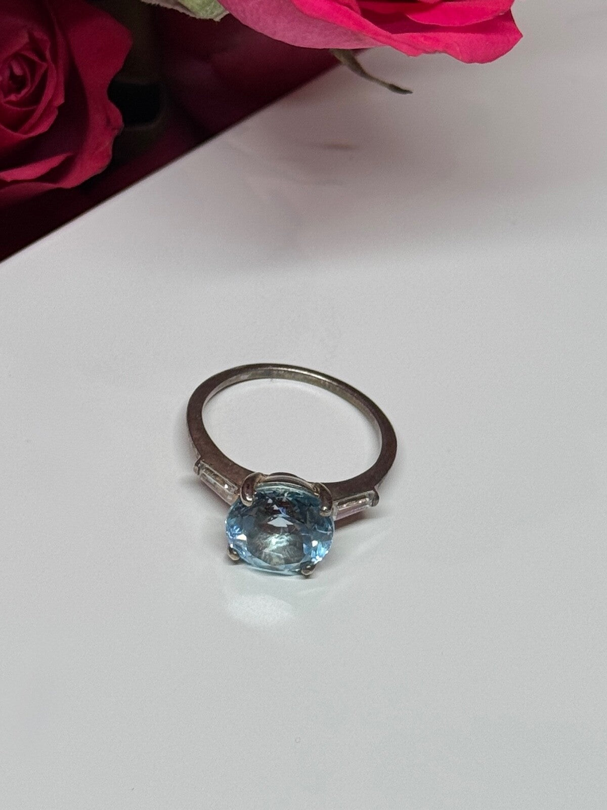 925 Sterling Silver Topaz & Beryl Ring Size 6