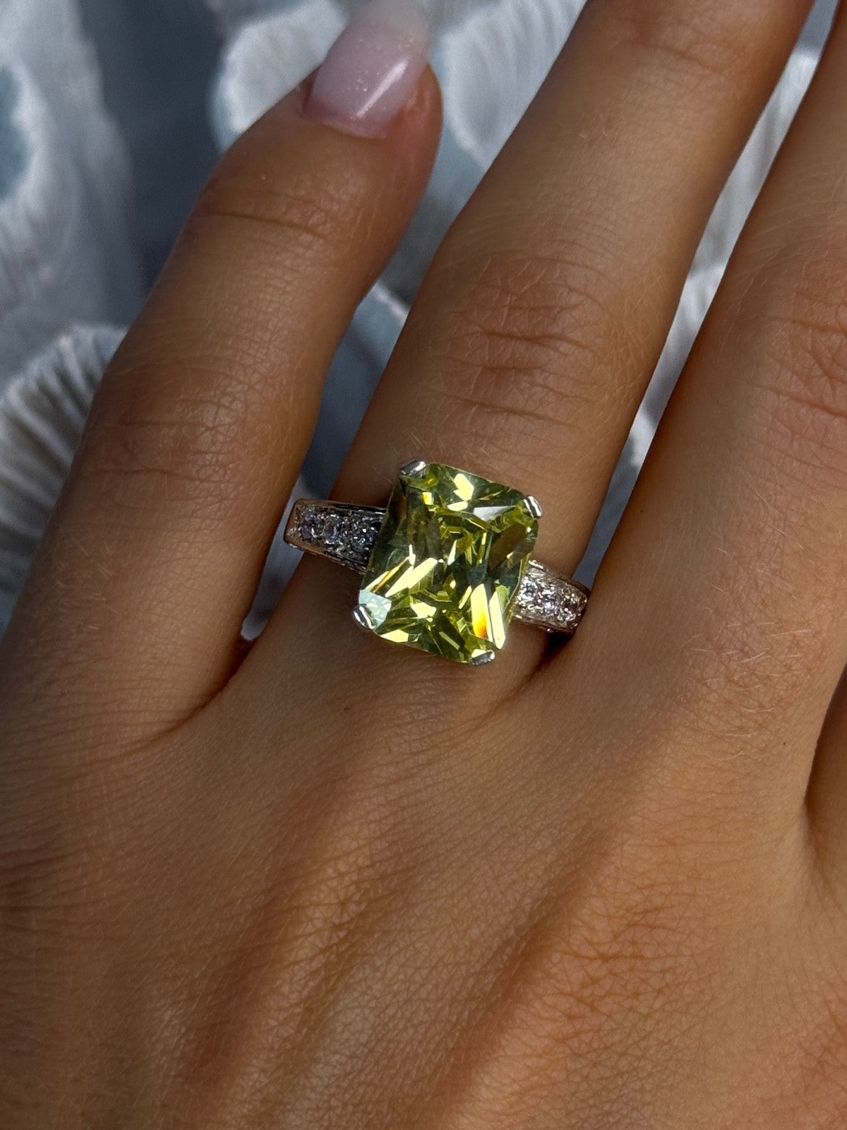 925 Sterling Silver Lemon Quartz Ring Size 8