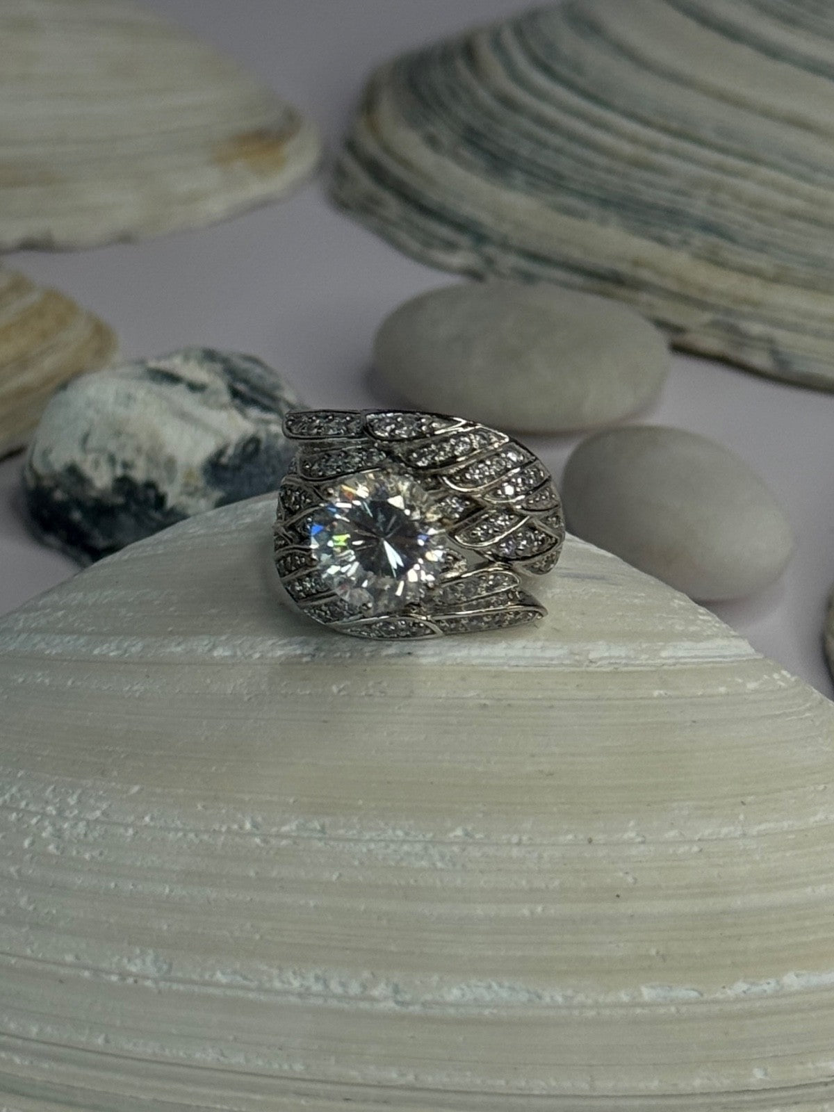 Beautiful Design 925 Sterling Silver Cz Ring Size 5.5