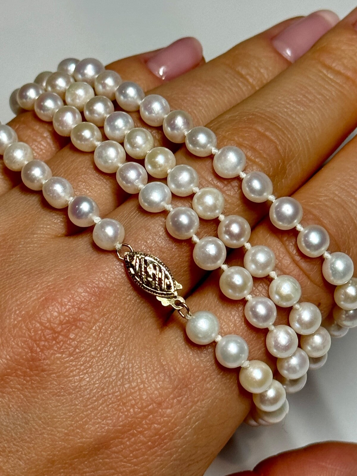 14K Yellow Gold Freshwater Pearl Necklace Length 30 Inch
