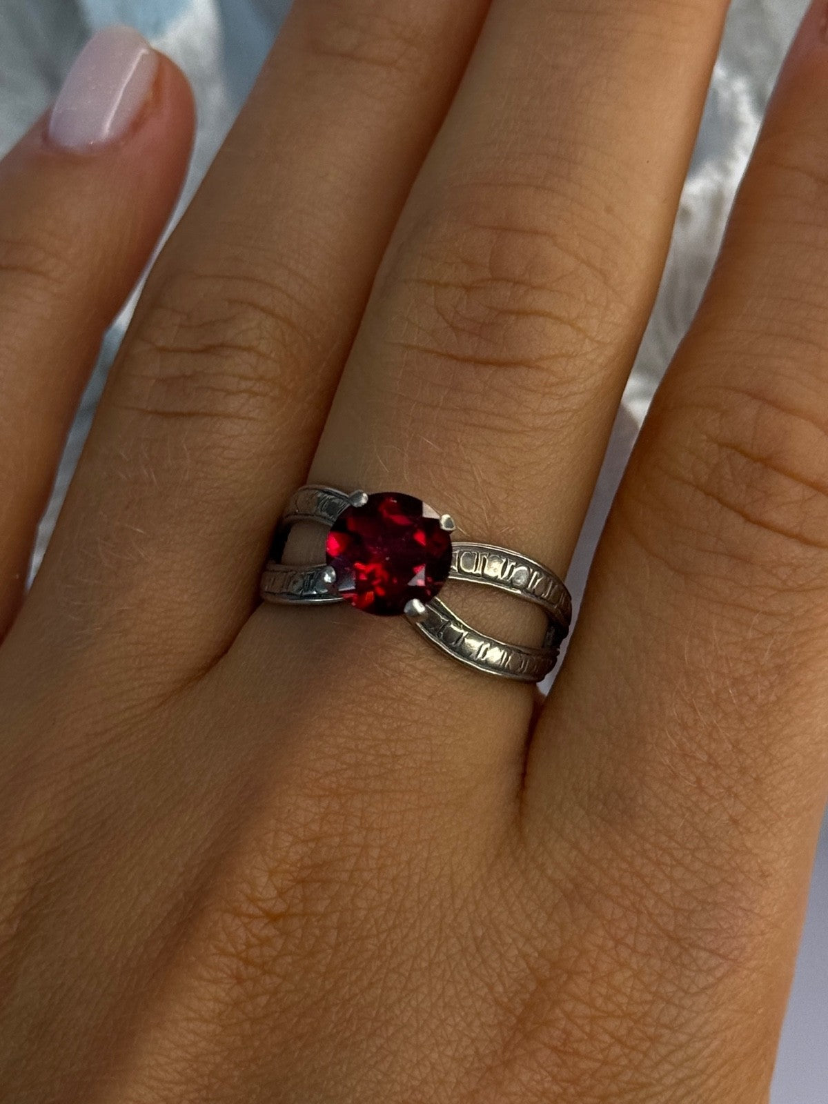 Vintage 925 Sterling Silver Ruby Ring Size 9.5