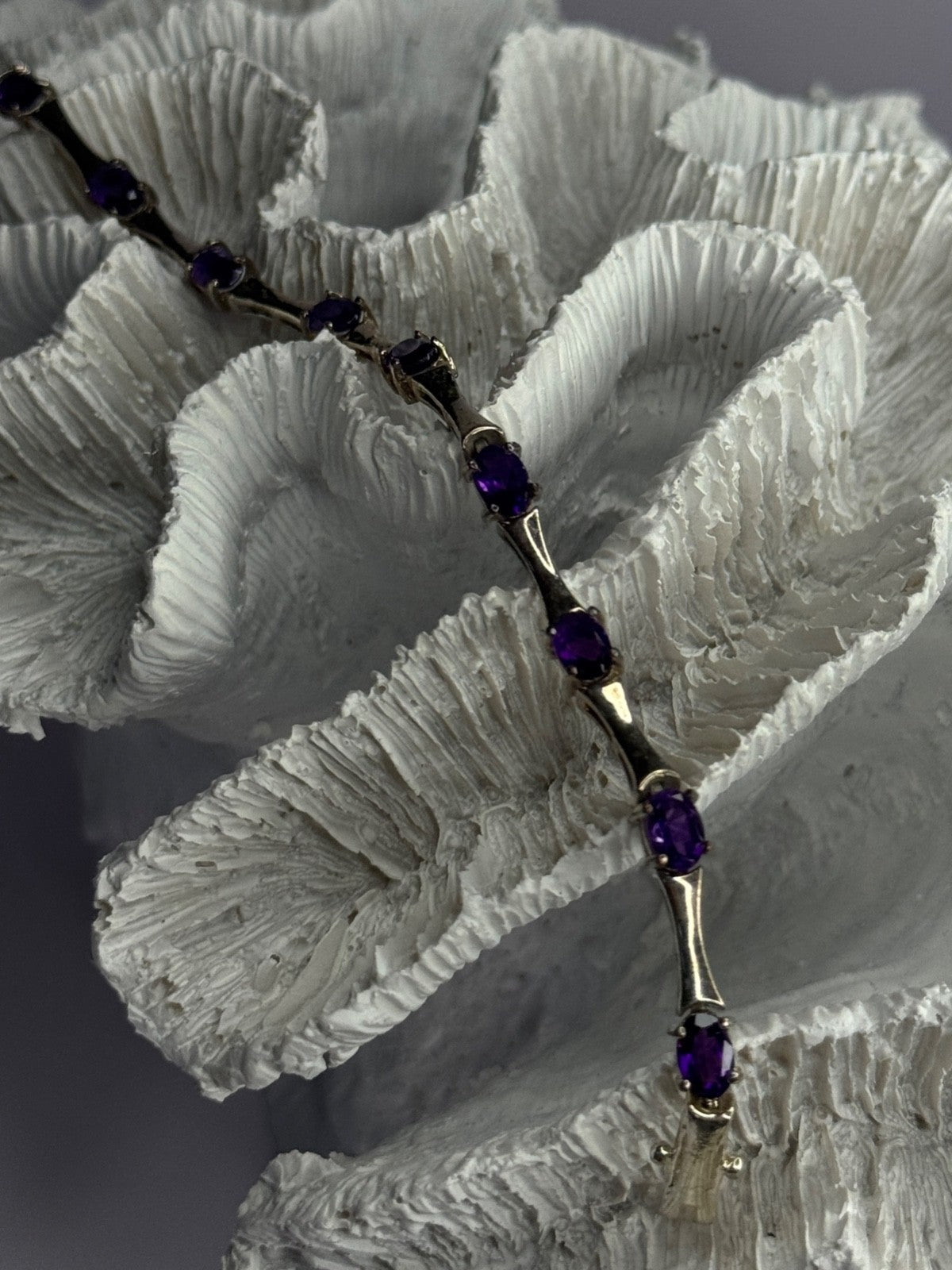 925 Sterling Silver Purple Tourmaline Bracelet Length 7