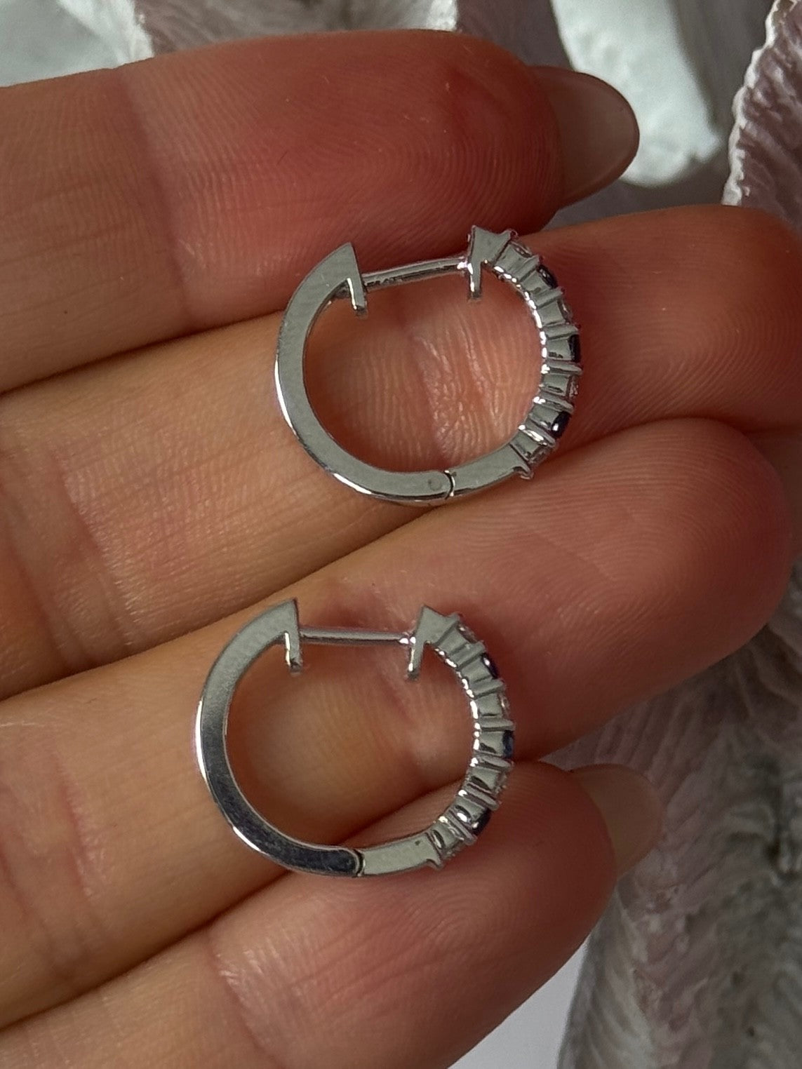 14K White Gold Sapphire & Diamond Earrings