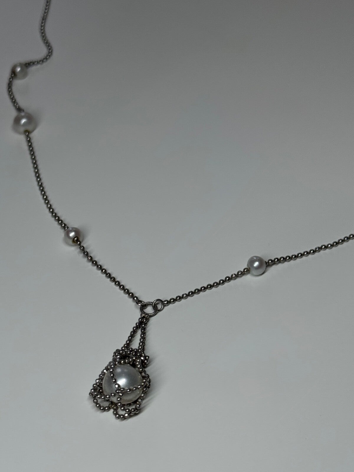 925 Sterling Silver Pearls Necklace Length 18 Inch Elegant