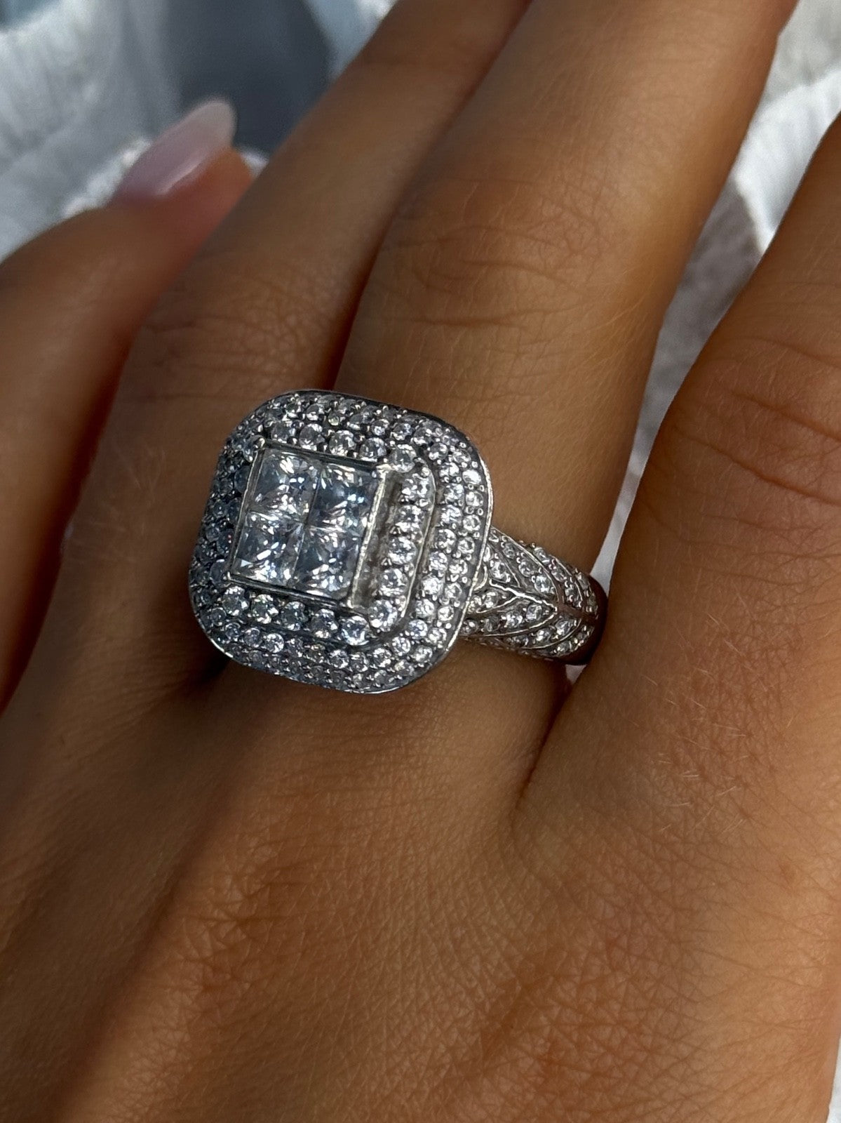 925 Sterling Silver White Tourmaline Ring Size 9